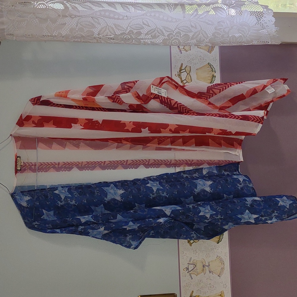 Patriotic Stars & Stripes Semi Sheer Cover Up